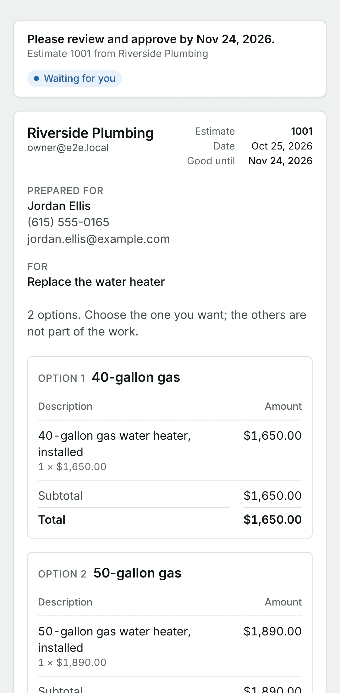 The estimate, from its link, on a phone